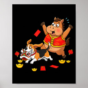 Affiche Chien courant Chinois Drôle Enfants Hommes Femmes