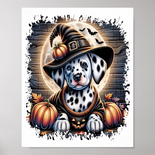 Affiche Chien Dalmatien Halloween (Devant)