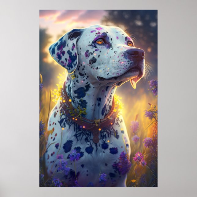Affiche Chien Dalmatien Portrait animal Peinture Animaux A (Devant)