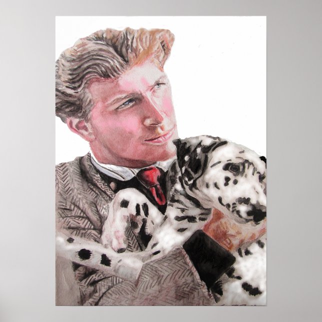 Affiche Chien Dalmatien Tacheté et Homme chiens mi (Devant)