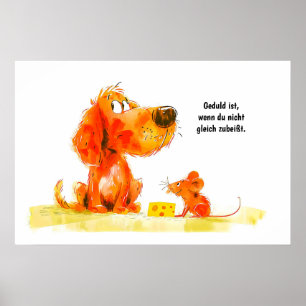 Affiche Chien de bande dessinée à l'aquarelle et souris av