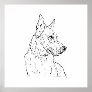 Affiche Chien de berger allemand Alsacien Art