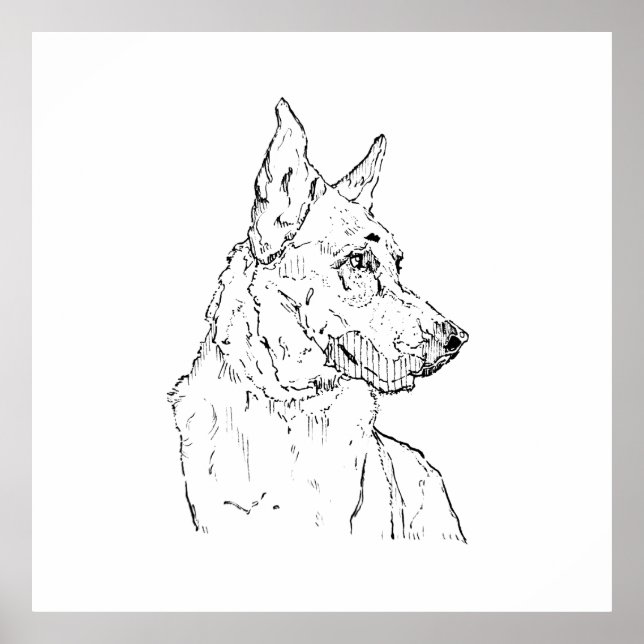 Affiche Chien de berger allemand Alsacien Art (Devant)