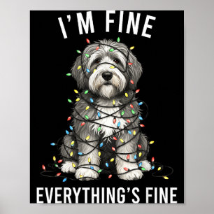 Affiche Chien de berger anglais ancien Noël Je vais bien T