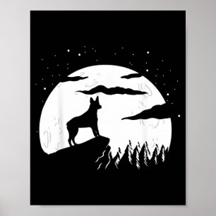 Affiche Chien de berger australien à queue courte et Lune