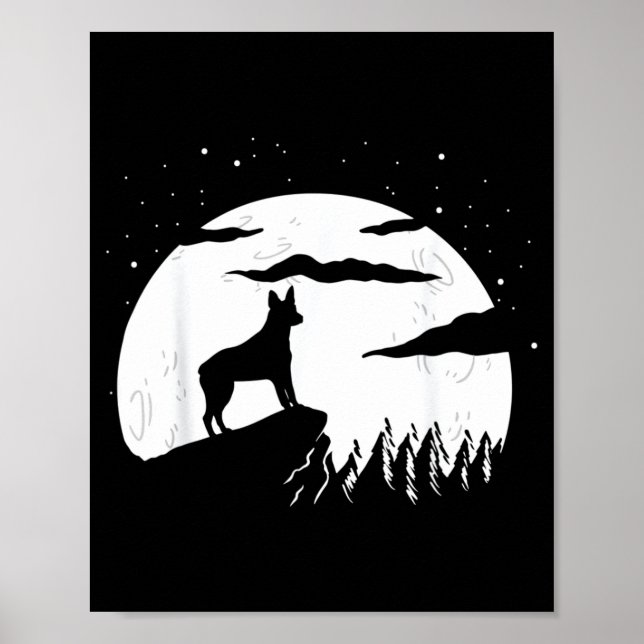 Affiche Chien de berger australien à queue courte et Lune (Devant)