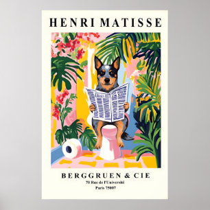Affiche Chien de berger australien sur des toilettes - Drô