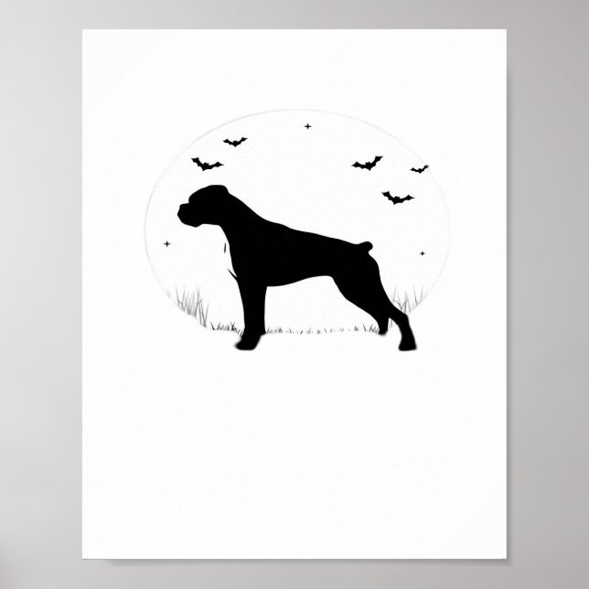 Affiche Chien de boîte - Silhouette de lune d'Halloween cl (Devant)