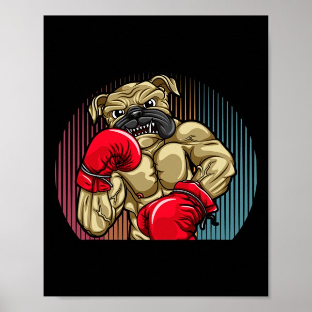 Affiche Chien de boxe portant des gants de boxe poids lour (Devant)