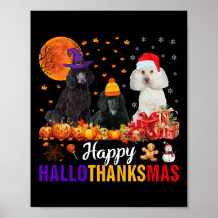 Affiche Chien de caniche Hallothanksmas Halloween Thanksgi