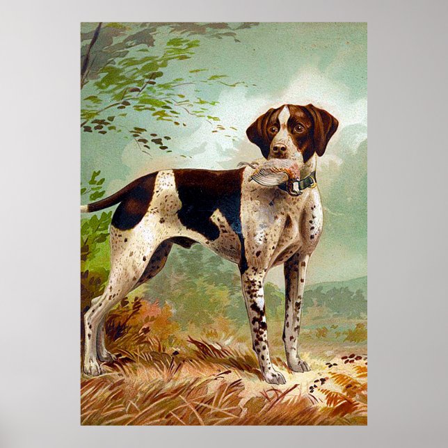 Affiche Chien de chasse avec oiseau dans la bouche (Devant)
