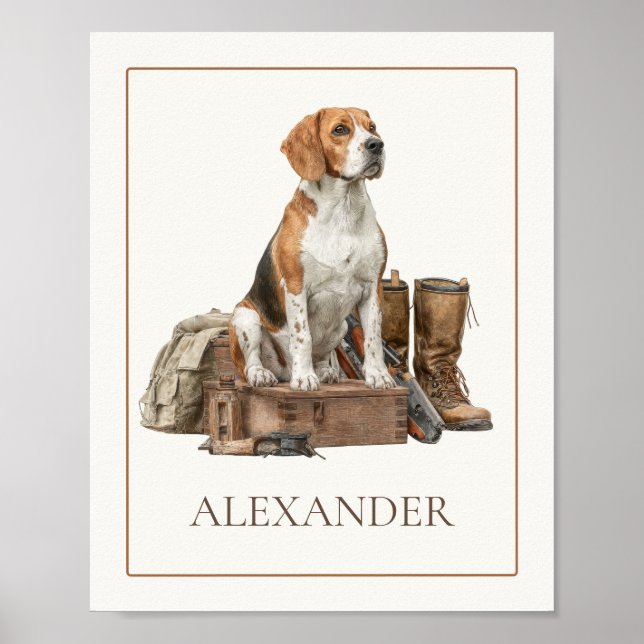 Affiche Chien de chasse de race lévrier à l'aquarelle vint (Devant)