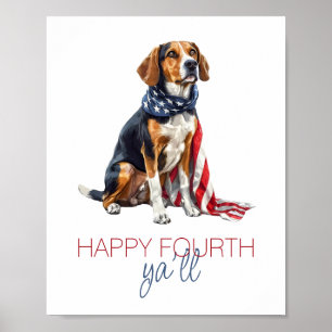 Affiche Chien de chasse patriote personnalisé du 4 juillet