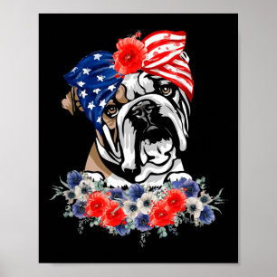 Affiche Chien de Chien de Chien Anglais Drapeau Américain 