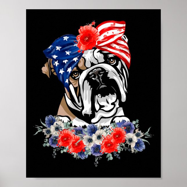 Affiche Chien de Chien de Chien Anglais Drapeau Américain  (Devant)