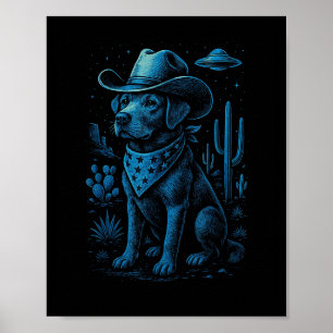 Affiche Chien de cowboy Labrador Retriever Alien Western D