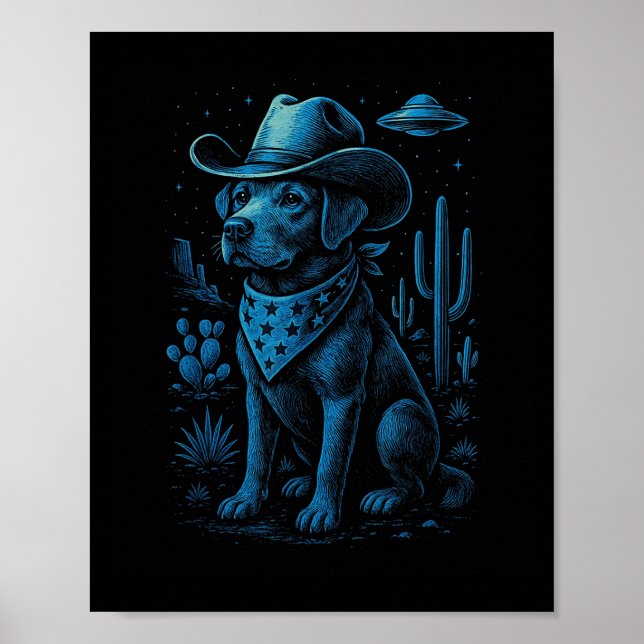 Affiche Chien de cowboy Labrador Retriever Alien Western D (Devant)