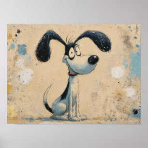 Affiche Chien de dessin animé drôle – Art de chien mignon