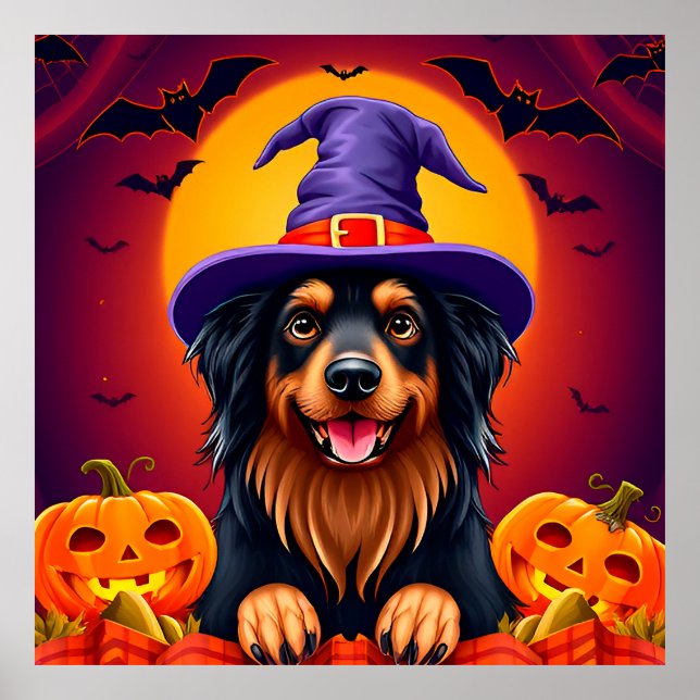 Affiche Chien de dessin animé Halloween mignon Fête festiv (Devant)