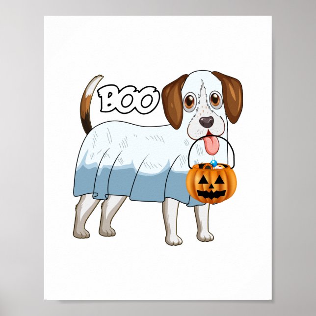 Affiche Chien de Halloween Beagle Fantôme (Devant)