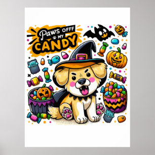 Affiche Chien de Halloween en colère dans un chapeau de so