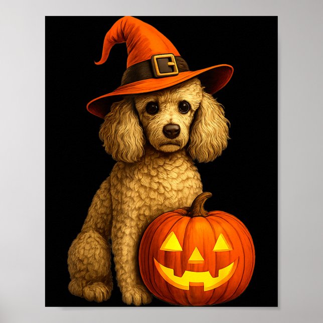 Affiche Chien de la famille d'art de caniche Halloween Cit (Devant)