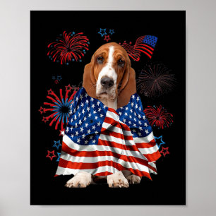 Affiche Chien de limier américain Bet Drapeau américain Ét