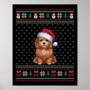 Affiche Chien de Maltipoo portant le chapeau de Noël Amour