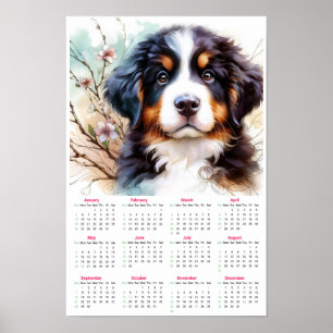 Affiche Chien de Montagne Bernois Chien 2025 Calendrier