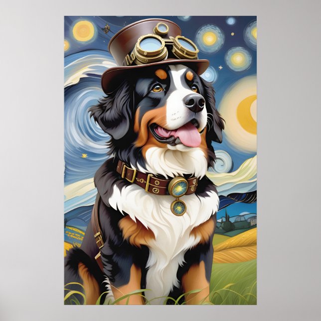 Affiche Chien de montagne bernois de Steampunk (Devant)