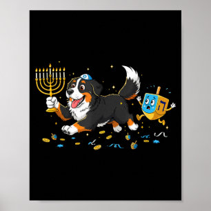 Affiche Chien de montagne bernois Toupie de dreidel Menora