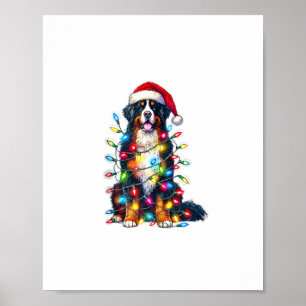 Affiche Chien de montagne bernois x lumières de Noël