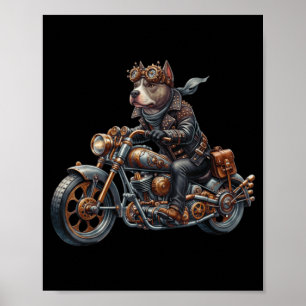 Affiche Chien de moto vintage Tbull Biker Steampunk Cool