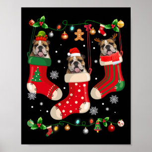 Affiche Chien de Noël Anglais en choeur Père Noël X-mas Ch