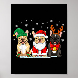 Affiche Chien de Noël Bouledogue Français Amateur de Chien