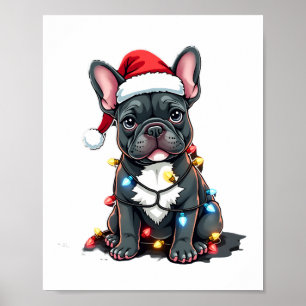Affiche Chien de Noël Bouledogue Français Xmas Frenchie 3