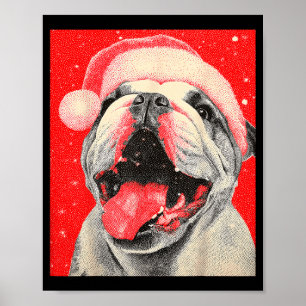 Affiche Chien de Noël Bulldog de Noël 