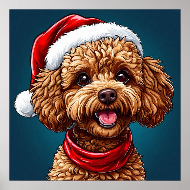 Affiche Chien de Noël mignon (Devant)