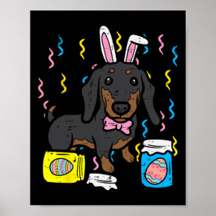 Affiche Chien de Pâques Dachsund Bunny Boeuf mignon Filles