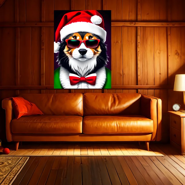 Affiche Chien de Père Noël frais en ville | Art AI (Créateur téléchargé)