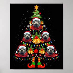 Affiche Chien de phoque des Caraïbes Santa Hat Christmas T