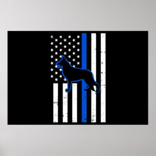 Affiche Chien de police berger allemand K9 Patriotique