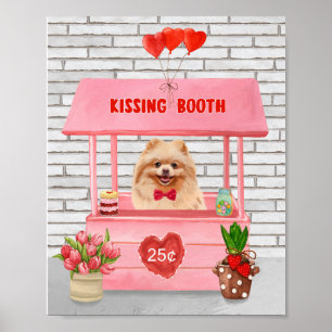 Affiche Chien de Poméranie Valentine's Day Kissing Booth