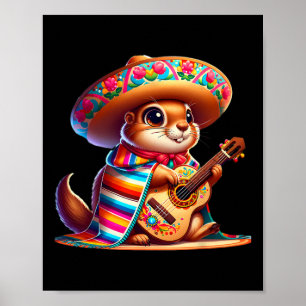 Affiche Chien de Prairie Cinco De Mayo portant un sombrero