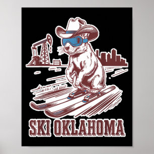 Affiche Chien de prairie mignon faisant du ski en Oklahoma