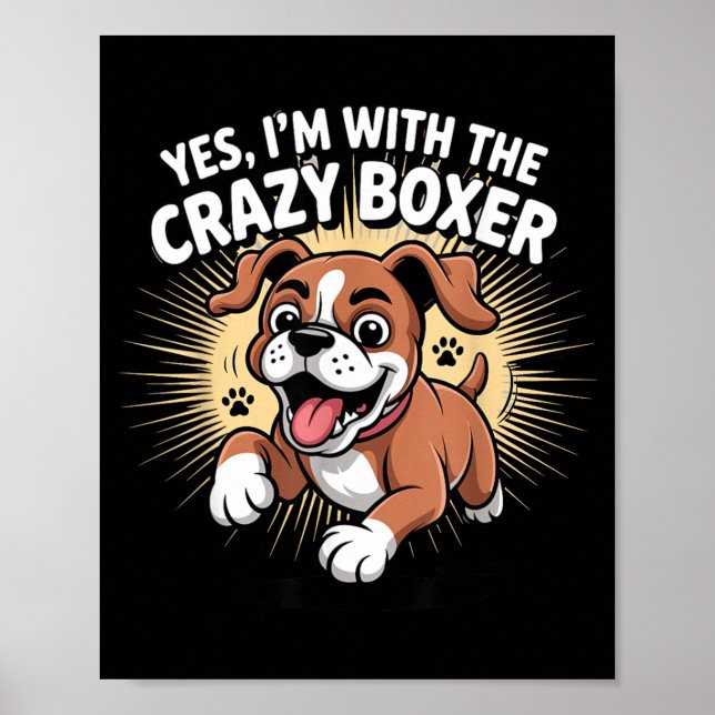 Affiche Chien de race de chiot mignon drôle avec le fou (Devant)