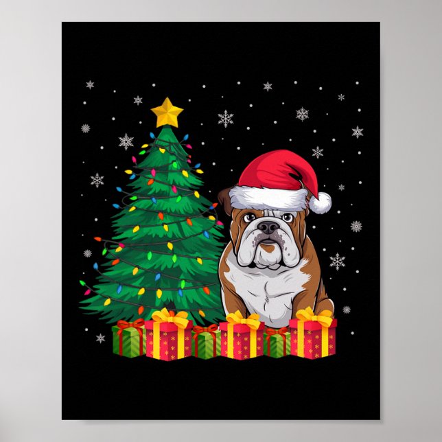 Affiche Chien de taule américain moche Santa Hat lumières  (Devant)