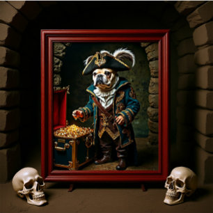Affiche Chien de taule Pirate bleu Or manteau