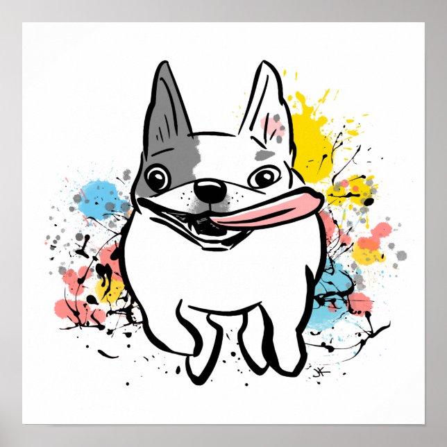 Affiche Chien de taureau français coureur de chiens avec d (Devant)