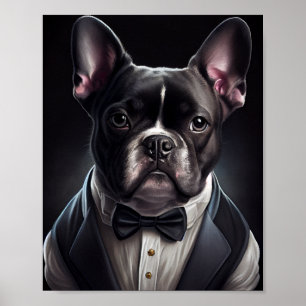 Affiche Chien de taureau français portant Tuxedo
